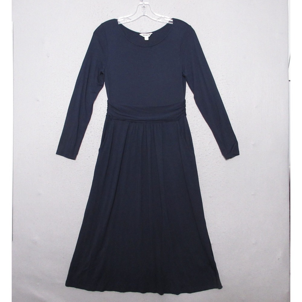 Boden Dress 6P Amelie Long Sleeve Midi Dress Jersey Knit Pockets Midi Comfort